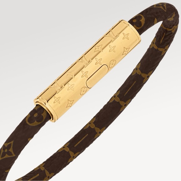 Authentic Louis Vuitton Brown Monogram Bracelet with Gold Accent